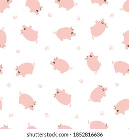 Abstract Happy Smile Piglet Vector Graphic Seamless Pattern for Background and Apparel Design
