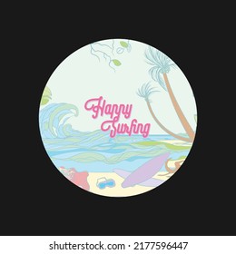 abstract happy surfing colorful vector illustration