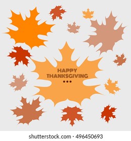 Abstract Happy Thanksgiving Day celebrations greeting card design with leaves on grey background eps 10