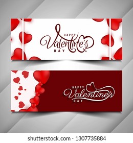 Abstract Happy Valentine's day banner set vector
