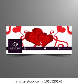 Abstract Happy Valentine's day facebook timeline banner template