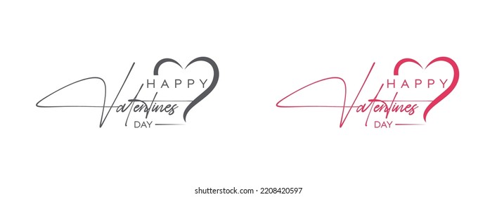 Abstract happy valentines day logo. Valentine greeting card template with calligraphy happy valentines day. Happy valentines day.