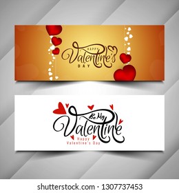 Abstract Happy Valentine's day vector banner set