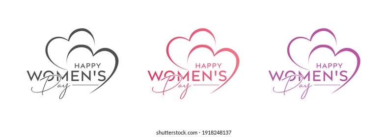 Abstract happy women's day logo, happy women's day, love vector logo design, pink color, red color, black color vector logo design