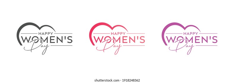 Abstract happy women's day logo, happy women's day, love vector logo design, pink color, red color, black color logo design