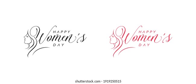 Abstract happy women's day logo, happy women's day, women face vector logo design, pink color, black color logo design