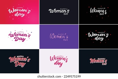 Abstract Happy Women's Day logo with a love vector design in pink. purple. and black colors