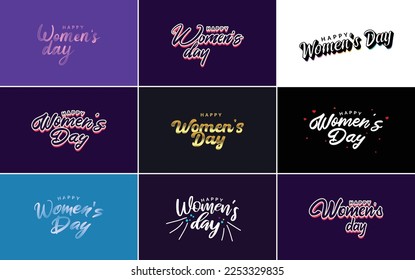 Abstract Happy Women's Day logo with a women's face and love vector logo design in shades of purple