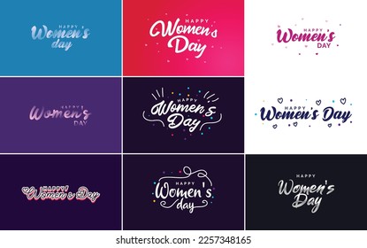 Abstract Happy Women's Day logo with a love vector design in pink. purple. and black colors