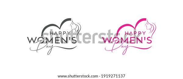 Abstract\
happy women\'s day logo, happy women\'s day, women face, love vector\
logo design, pink color, black color logo\
design