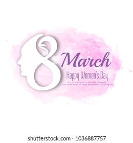 Abstract Happy Women's Day pink watercolor background design