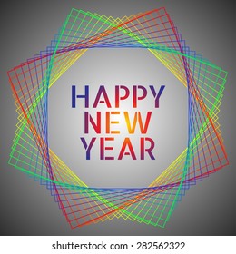 Abstract "HappyNewYear" sign with abstract line frame for backgrounds, banners, etc...Editable vector with several layers.Eps 10