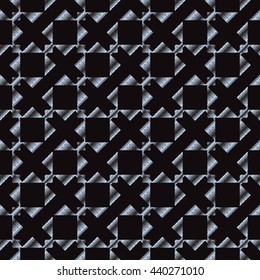 Abstract hard geometric seamless pattern. Black and silver colors