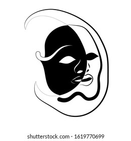 Abstract harlequin mask in the style of Surrealism and avant-garde. Allusions paradoxical form of the clown mask
