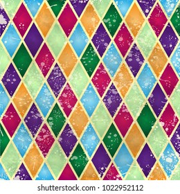 Abstract Harlequin Pattern, Digital Background With Vintage Texture. Vector Illustration Eps10