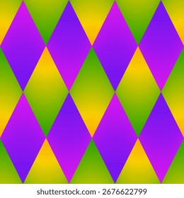 Abstract harlequin seamless pattern with neon gradient - hand drawn vector illustration.