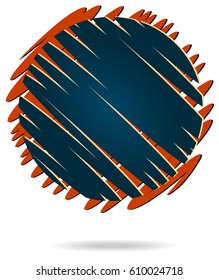 Abstract hatched circle shape with place for text