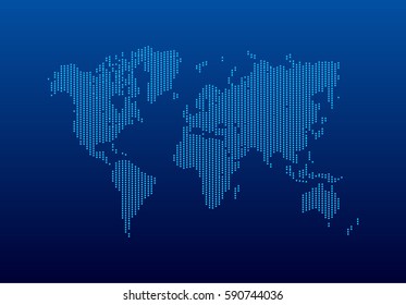 Abstract Hatched World Map with Lines. World Stripes Map.Travel Vector Illustration.