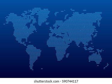 Abstract Hatched World Map with Lines. World Stripes Map.Travel Vector Illustration.