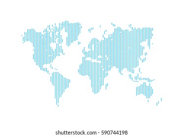 Abstract Hatched World Map with Lines. World Stripes Map.Travel Vector Illustration.