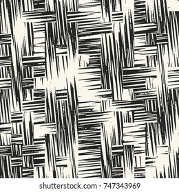 Abstract Hatching Textured Geometric Motif. Seamless Pattern.