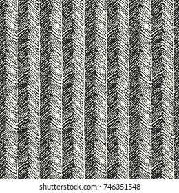Abstract Hatching Textured Herringbone Motif. Seamless Pattern.