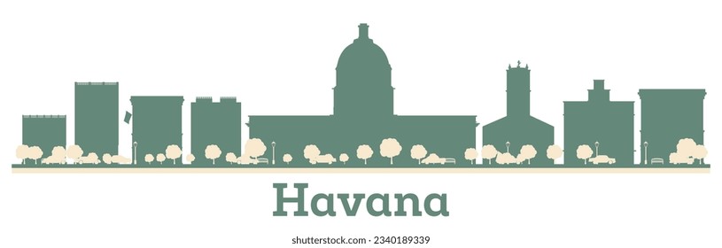 Abstract Havana city skyline silhouette with color buildings. Vector illustration.