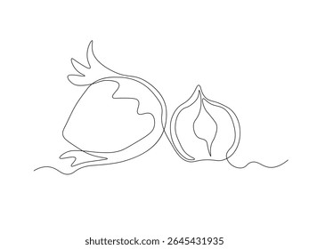 Abstrato avelã, filbert, contínuo uma única linha arte mão desenho esboço logotipo 