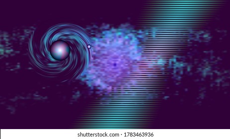 Abstract hazy dark stylistic space background with nebulae, spheres and swirl EPS10