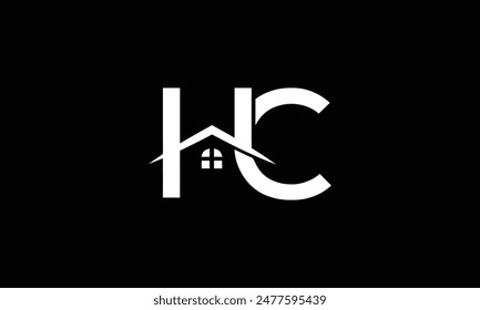 Abstractas HC Letter Creative Home Shape Logo Design. Icono único del Vector de la identidad del negocio de bienes raíces, de la propiedad, de la construcción.