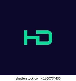 abstract hd logo, modern hd initials logo isolated on dark background