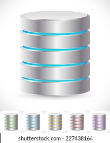 Abstract HDD cylinders with lively colors. Technology, file or web storage. Hosting, server, mainframe or super computer, Archive, backup concepts / icons.