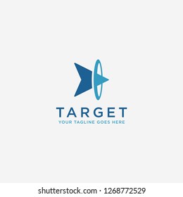 Abstract head of arrow on target logo icon , achievement  logo design vector template on white background