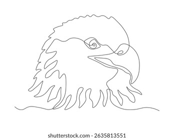 Cabeza Abstractas de un pájaro de presa, un águila, una sola línea de arte dibujando a mano el logotipo del bosquejo