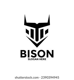 abstract head bull logo, simple head bull, head and horn bison logo vector template
