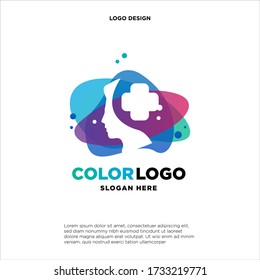 Abstract head care logo designs concept vector, Colorful hospital logo designs