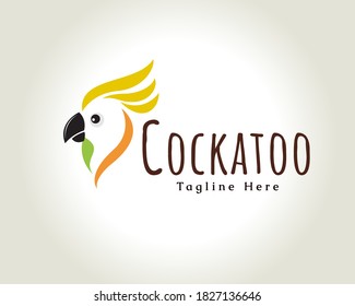 Abstract Head Cockatoo, Parrot Bird Logo Symbol Design Illustration