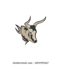 An abstract head cow concept logo.  4 flat color. vector eps8. editable.