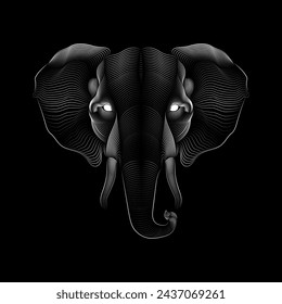 Abstract head of elephant line art design. Vector illustration.