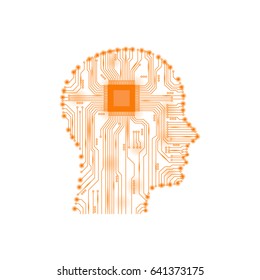 Abstract head in the form of an electronic circuit. Vector illustration.