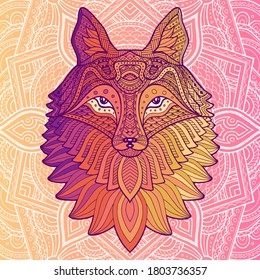 Abstract head fox hand draw. Fox animal face. Vector cute red head. Realistic winter fur red wild animal portrait on orange background.
Fox face vector isolated flat illustration. 