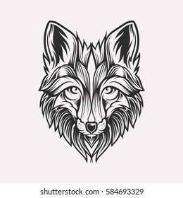 Fox Head Line Drawing