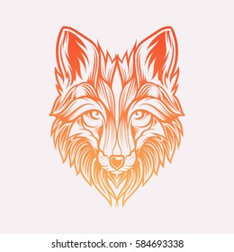 Abstract Head Fox Hand Draw