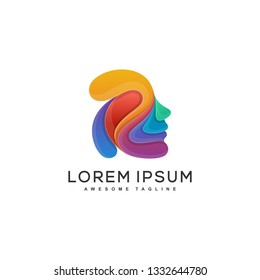 Abstract Head full color Concept illustration vector Design template. Suitable for Creative Industry, Multimedia, entertainment, Educations, Shop, and any related business