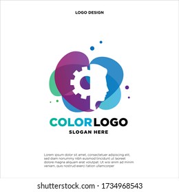Abstraktes Head-Gänge-Logo-Designs Konzeptionsvektor, farbiges Logo für das Kopfgeflecht