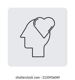 Resumen icono de corazón de cabeza para el diseño web. Antecedentes románticos. Arte de línea. Amor, concepto romántico. Ilustración vectorial. imagen de stock. 