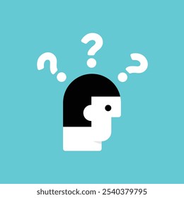 Abstract head and question marks concept. Vector illustration