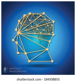 Abstract Head Shape With Brain Geometric Background Design Template 