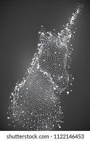 abstract head of a unicorn, vector magic animal. luminous points, a dream from childhood