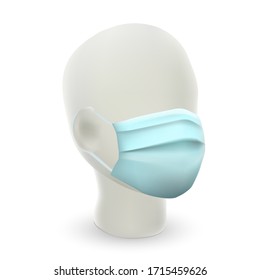 Abstract Head wearing protective mask. Simple illustration of protect from virus. Vector.